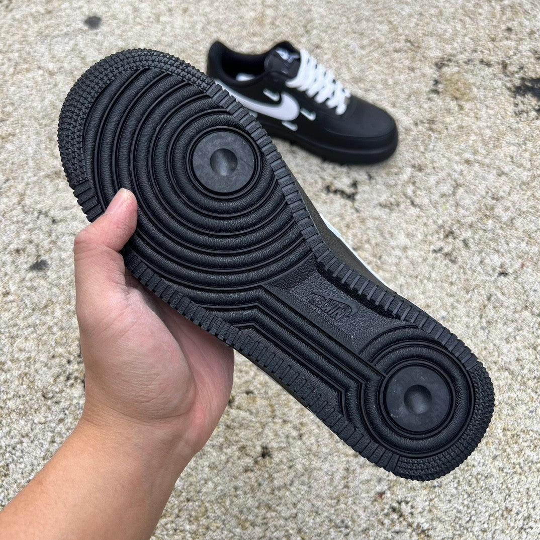 Nike Air Force 1 Low Black/White Custom Mini Swoosh Sneakers 👟🔥