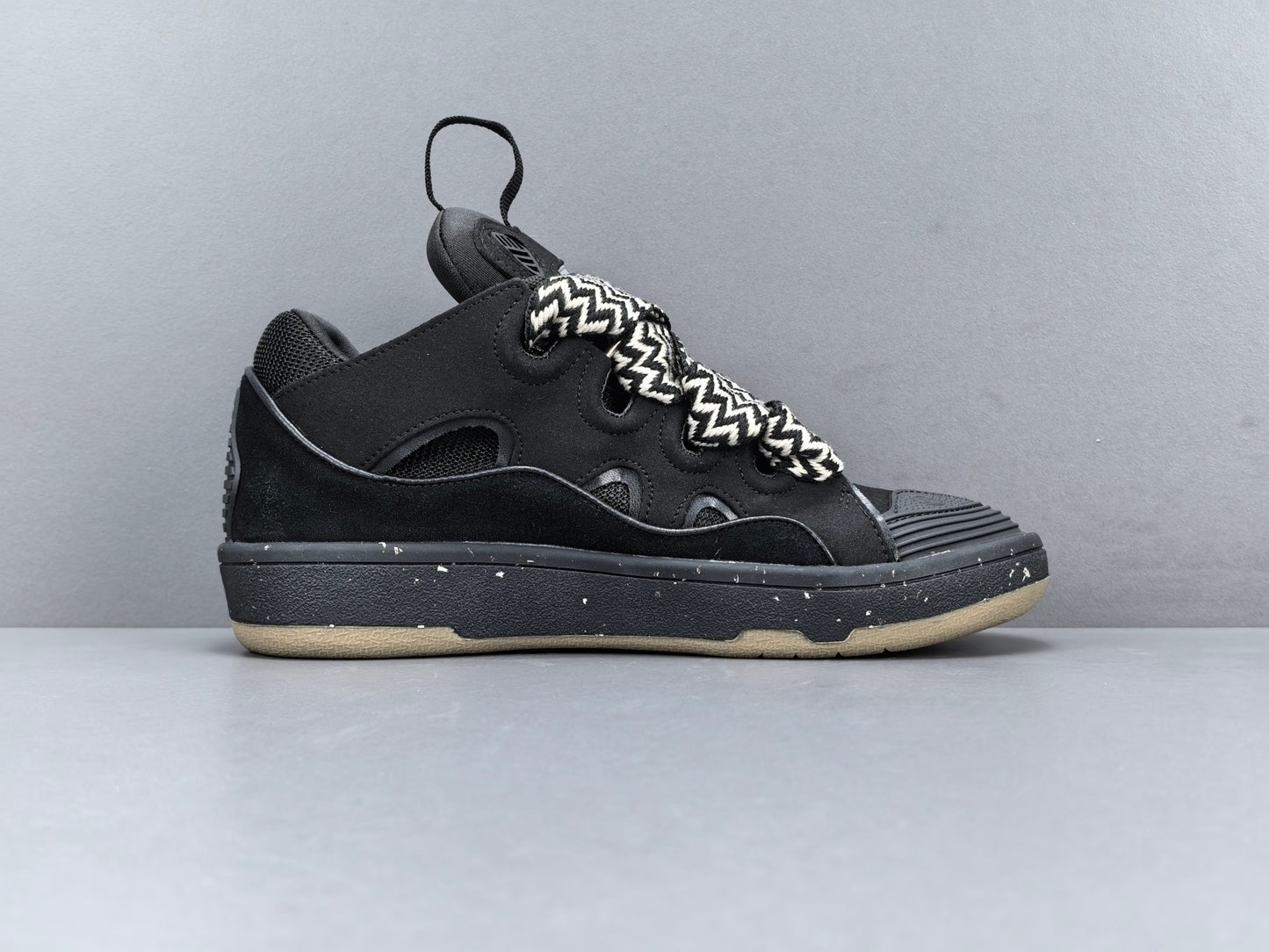 Lanvin Curb Black Zigzag Lace Sneakers