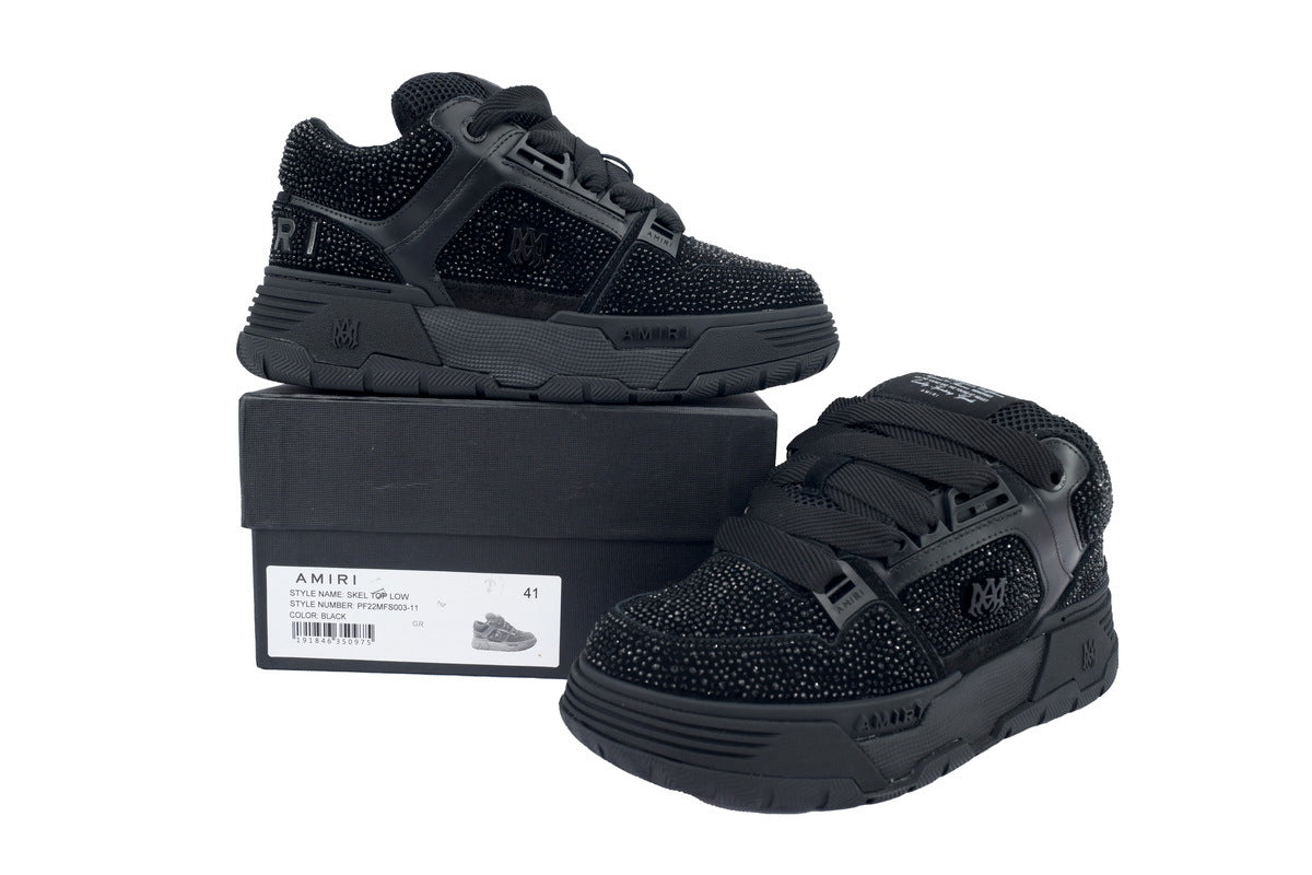 AMIRI Black Crystal-Embellished Low Top Sneakers ✨🖤