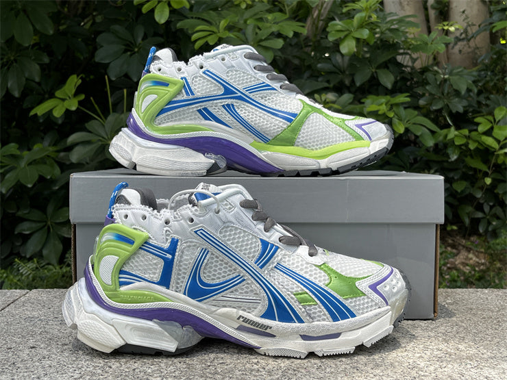 **Title:** Balenciaga Runner White Blue Green Sneakers 👟✨
⚡👟💙💚