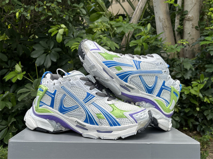 **Title:** Balenciaga Runner White Blue Green Sneakers 👟✨
⚡👟💙💚