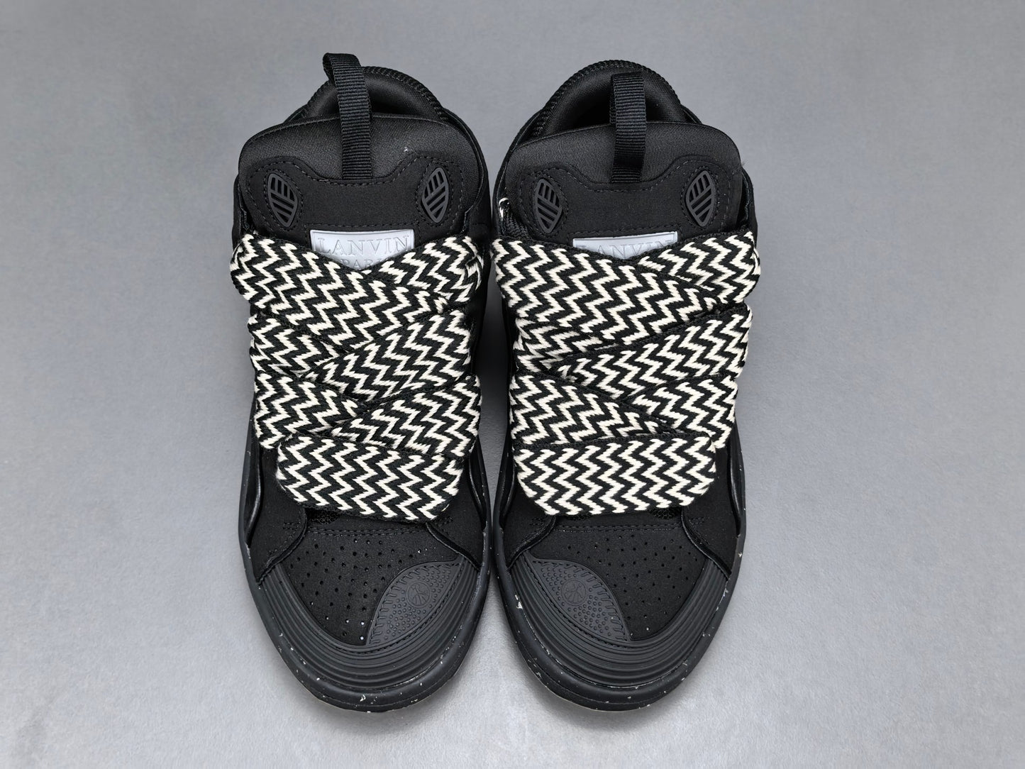 Lanvin Curb Black Zigzag Lace Sneakers