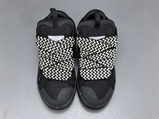 Lanvin Curb Black Zigzag Lace Sneakers
