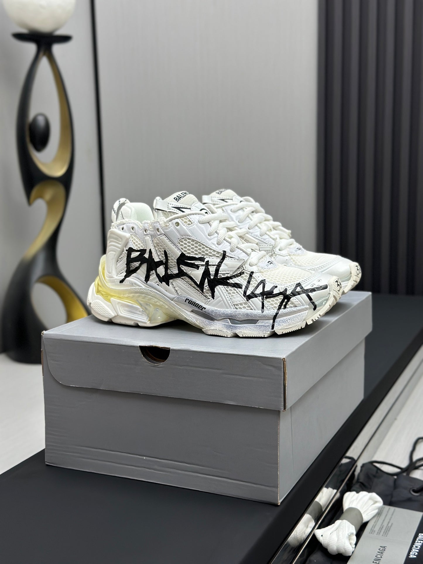 Balenciaga Graffiti Triple S White Chunky Sneakers