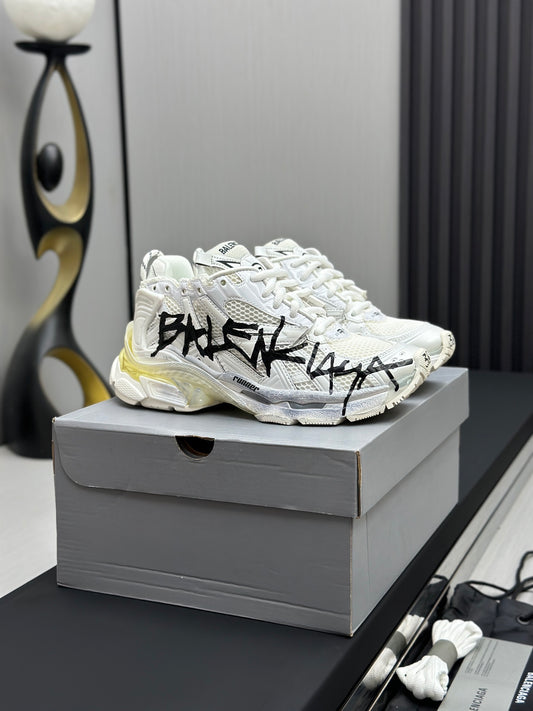 Balenciaga Graffiti Triple S White Chunky Sneakers