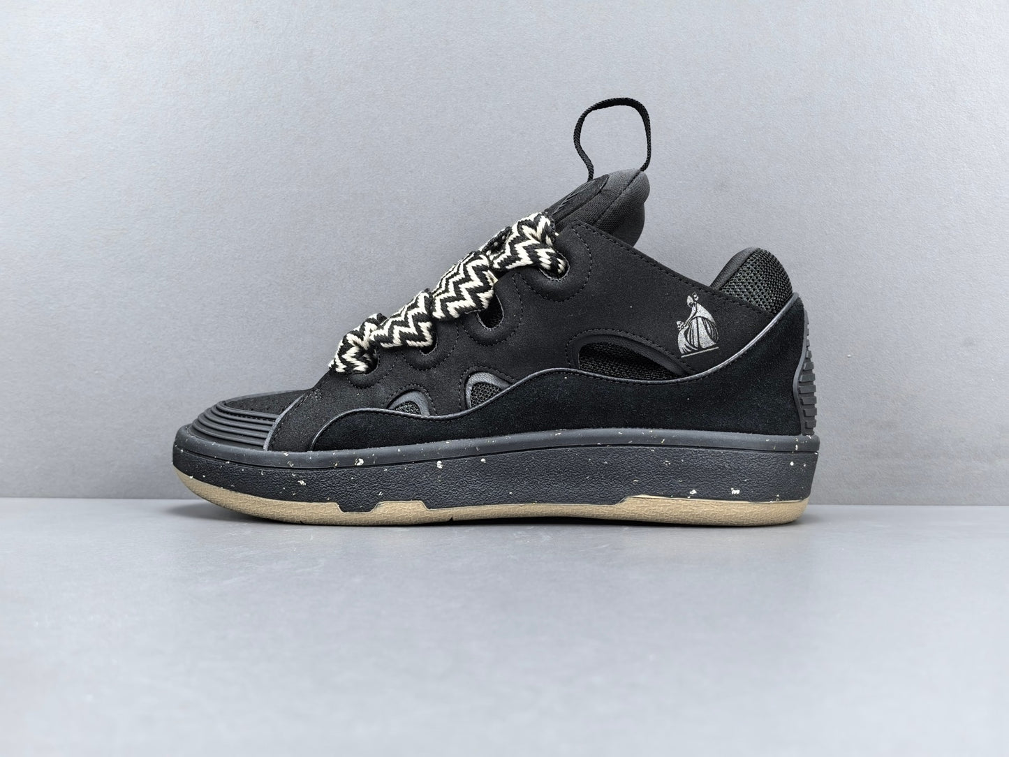 Lanvin Curb Black Zigzag Lace Sneakers