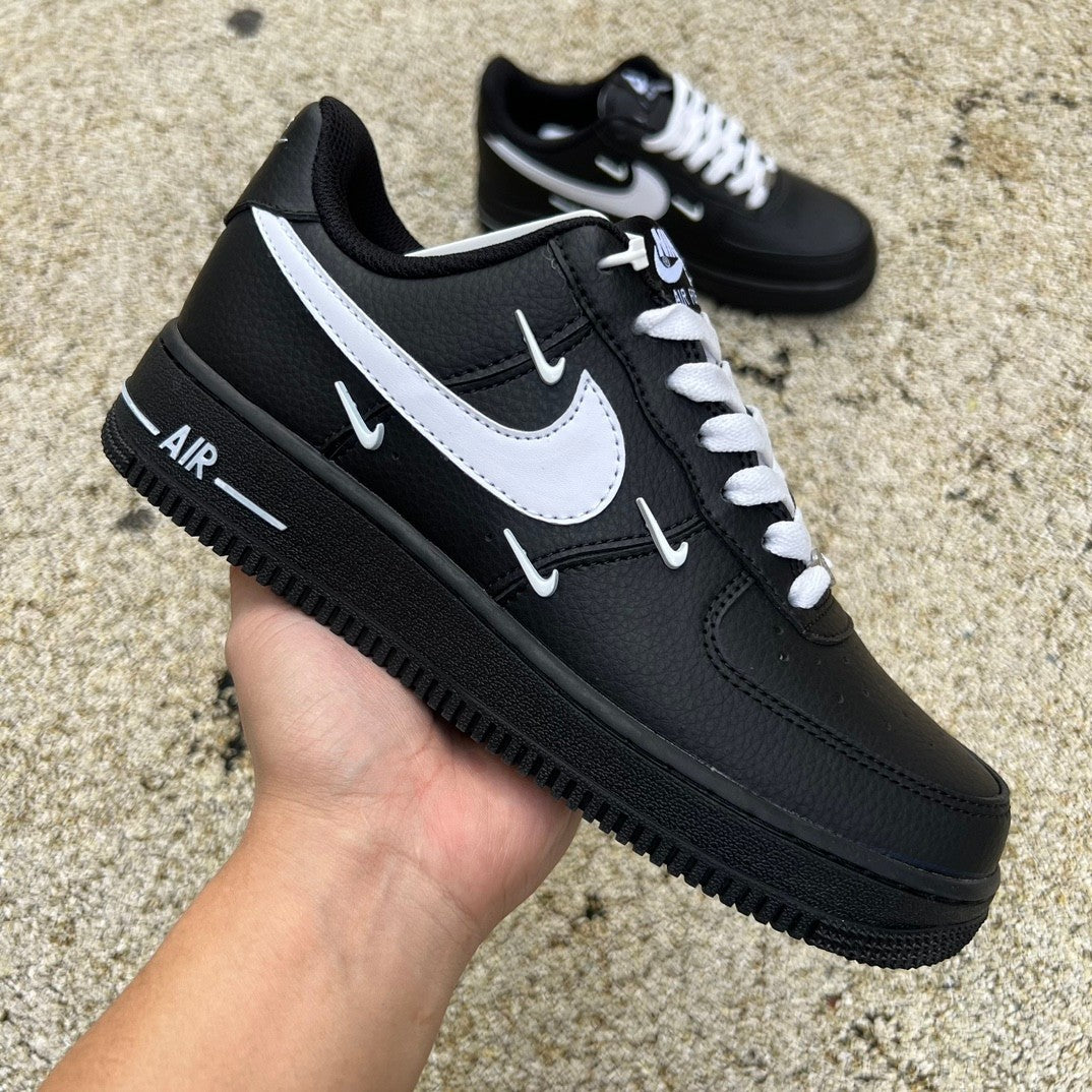 Nike Air Force 1 Low Black/White Custom Mini Swoosh Sneakers 👟🔥