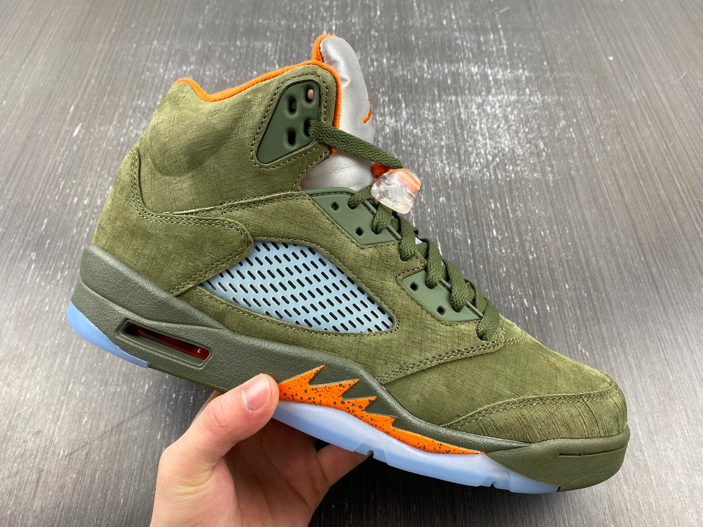 Air Jordan 5 Retro Olive Green & Orange Sneakers 👟🔥