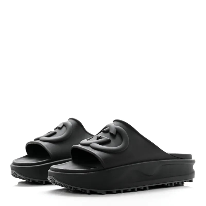 **Luxury Black Platform Slide Sandals – Comfortable Fashion Slippers for Women & Men**