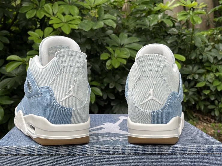 **Title:** Air Jordan 4 Retro Denim Blue & White Sneakers 👟💙