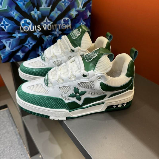 White & Green Designer-Inspired Mesh Sneakers – Street Style Comfort Shoes