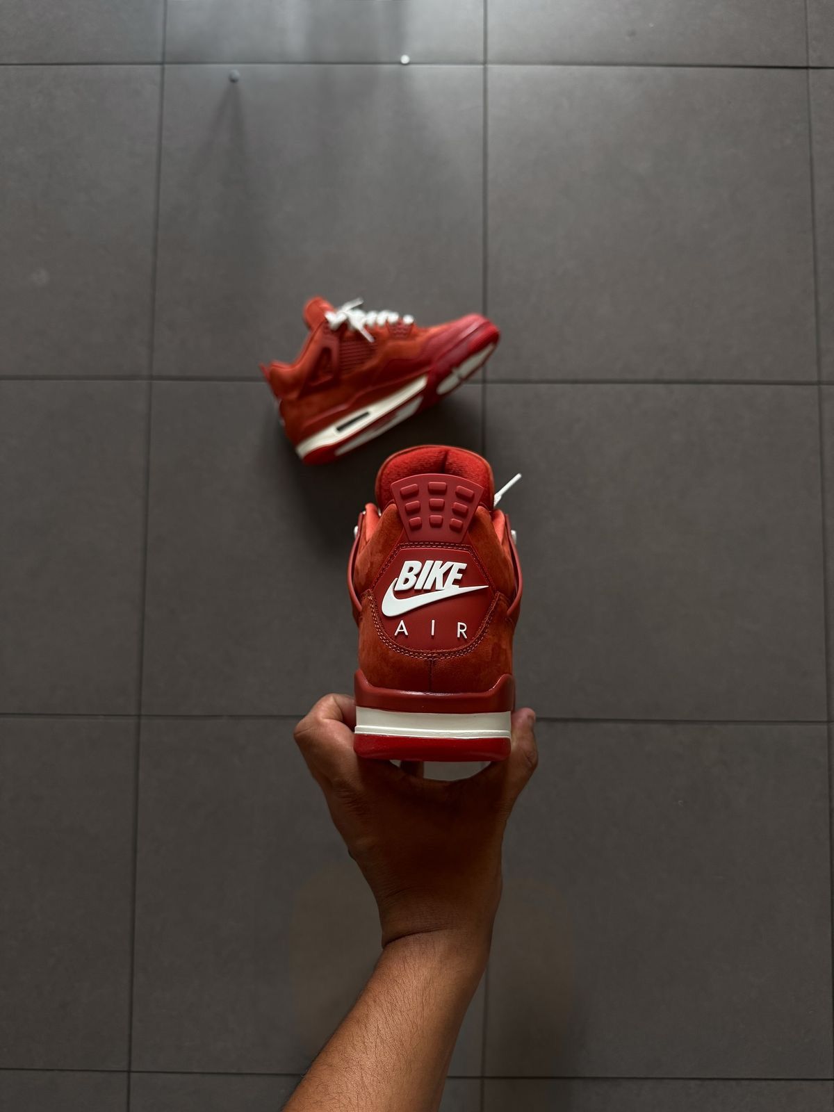 Red Suede Air Jordan 4 Style Sneakers