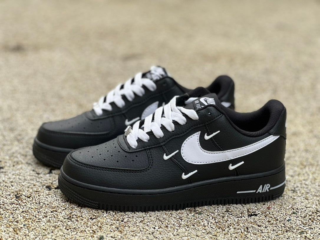 Nike Air Force 1 Low Black/White Custom Mini Swoosh Sneakers 👟🔥