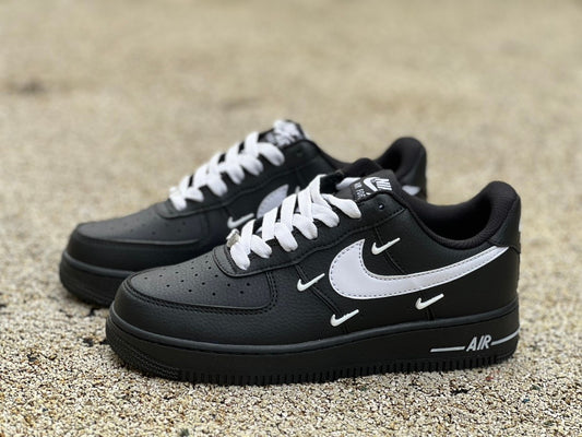Nike Air Force 1 Low Black/White Custom Mini Swoosh Sneakers 👟🔥
