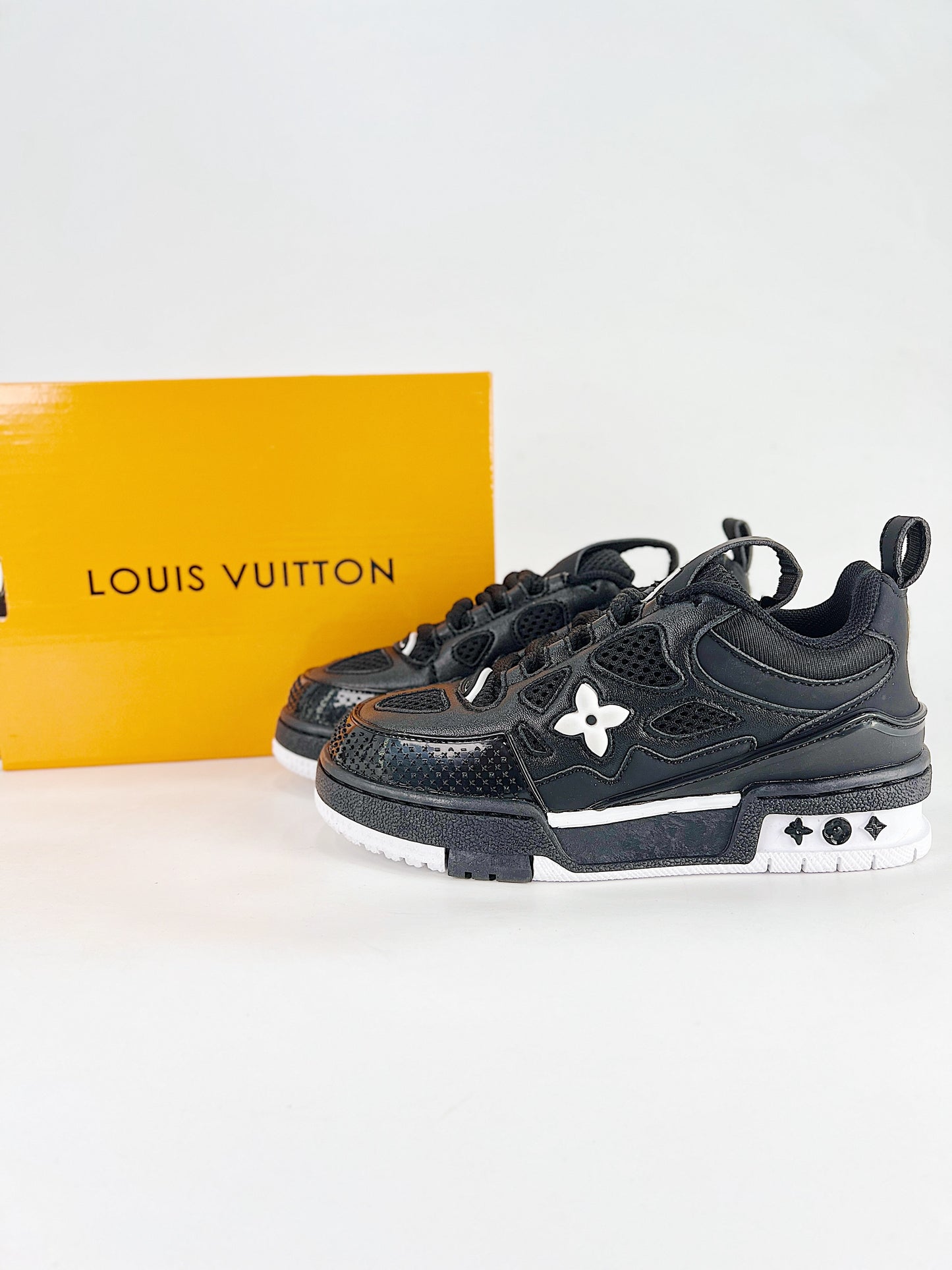 Louis Vuitton Black & White Monogram Chunky Sneakers