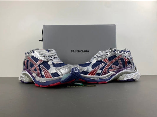 Balenciaga Chunky Multi-Color Mesh Sneakers – Silver/Blue/Red Designer Trainers