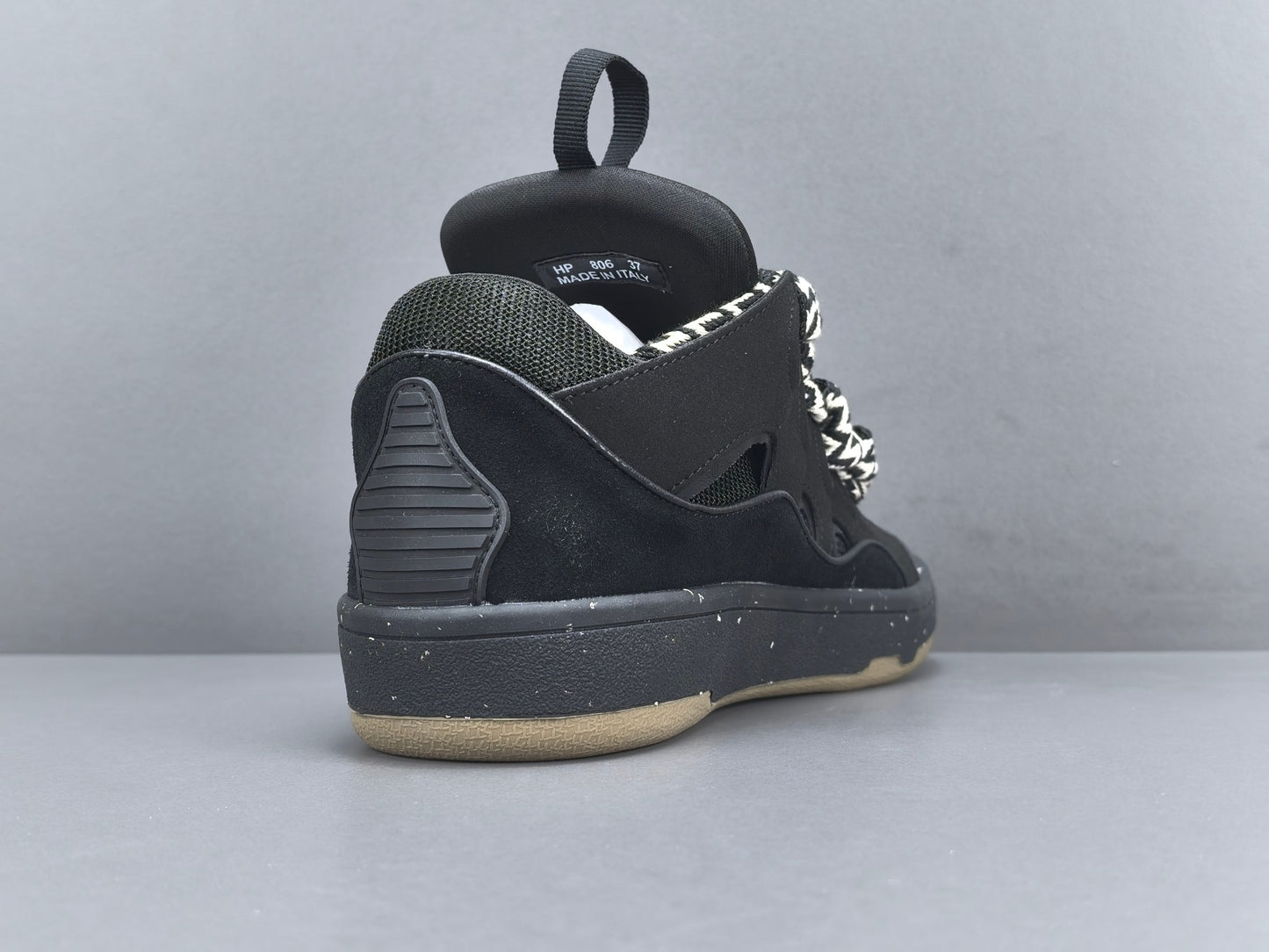 Lanvin Curb Black Zigzag Lace Sneakers