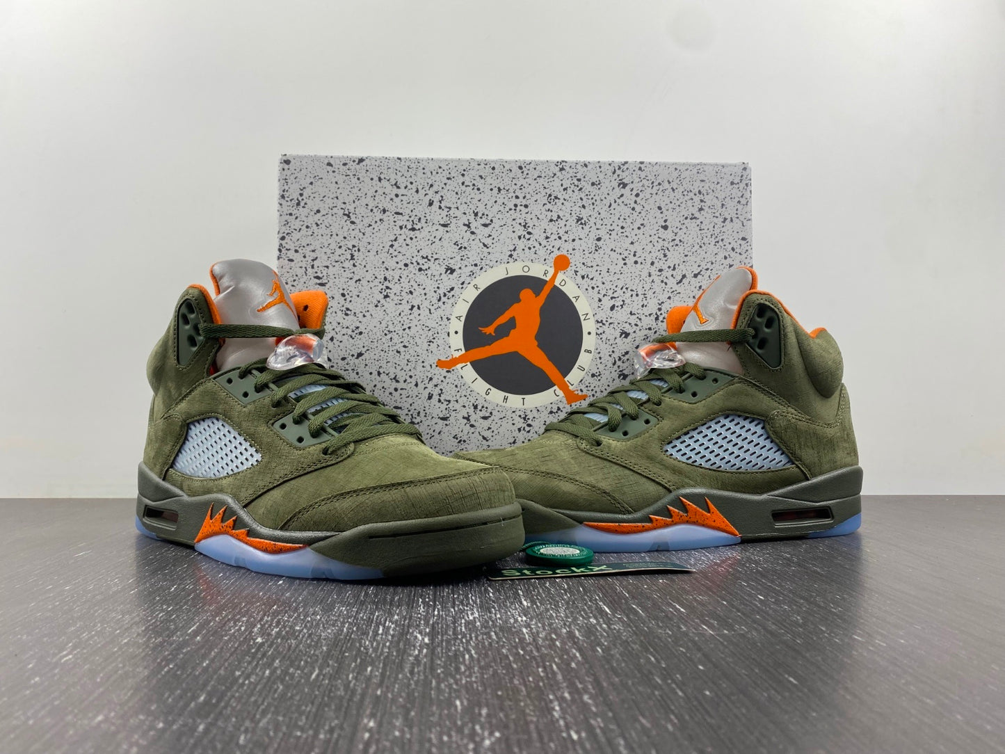 Air Jordan 5 Retro Olive Green & Orange Sneakers 👟🔥