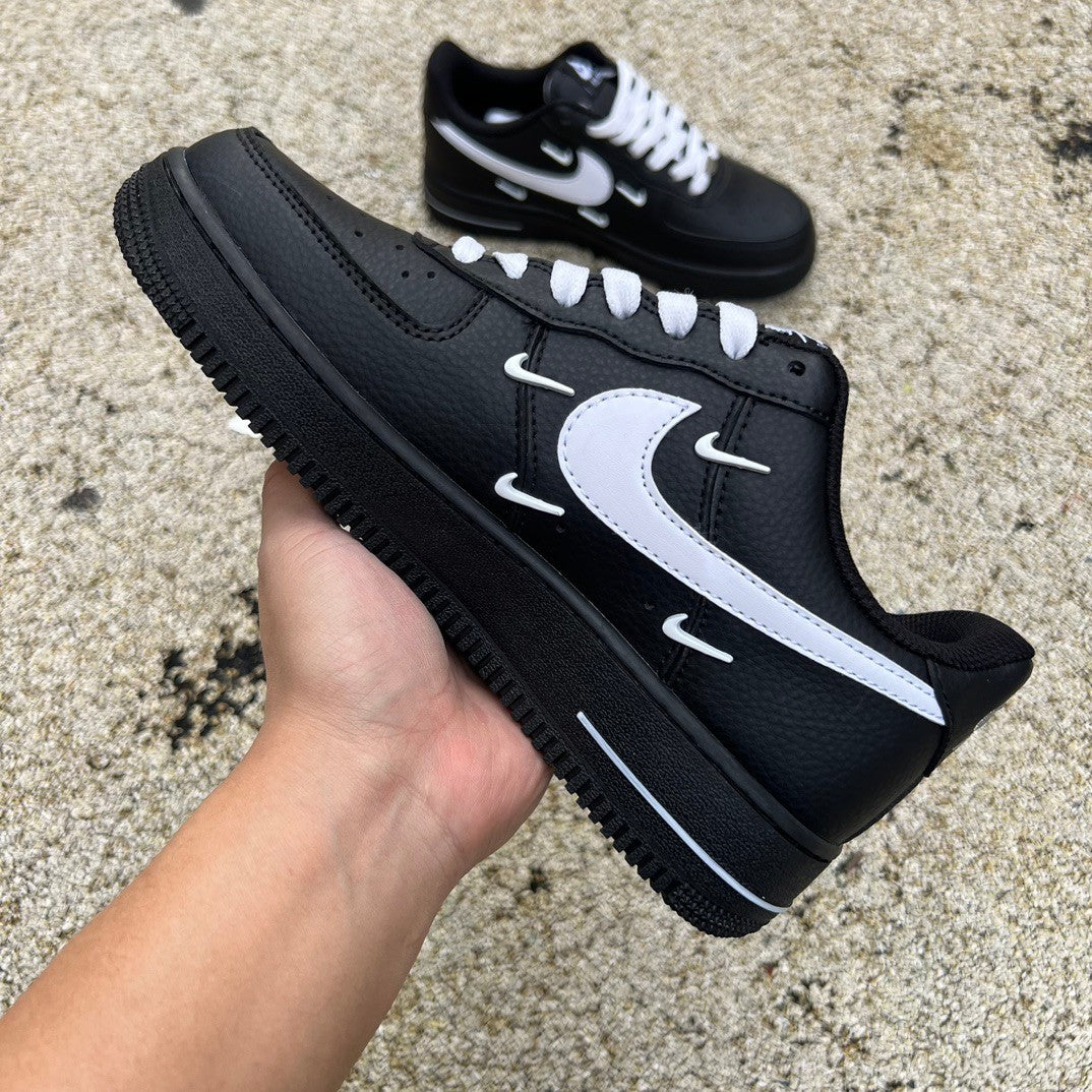Nike Air Force 1 Low Black/White Custom Mini Swoosh Sneakers 👟🔥