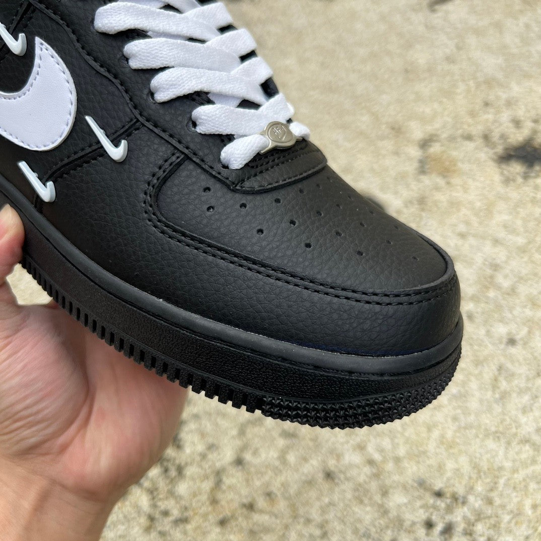 Nike Air Force 1 Low Black/White Custom Mini Swoosh Sneakers 👟🔥