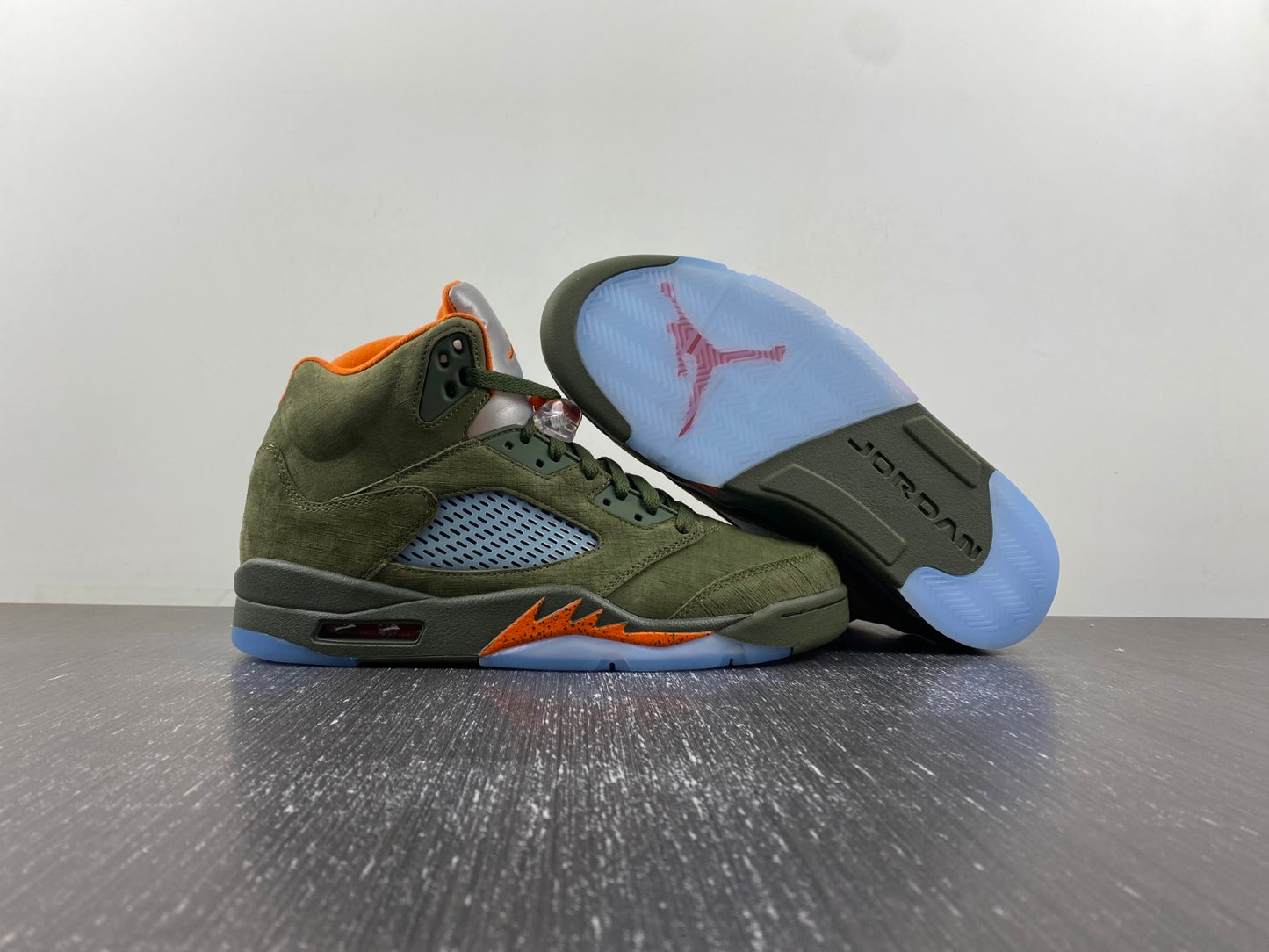 Air Jordan 5 Retro Olive Green & Orange Sneakers 👟🔥