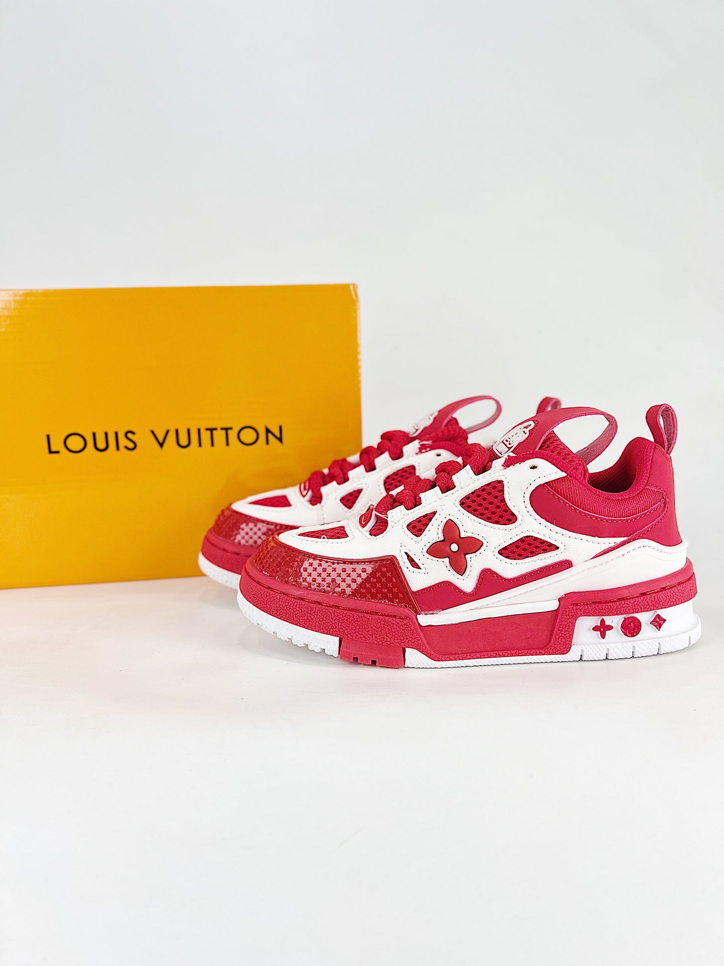 Louis Vuitton Red & White Monogram Chunky Sneakers