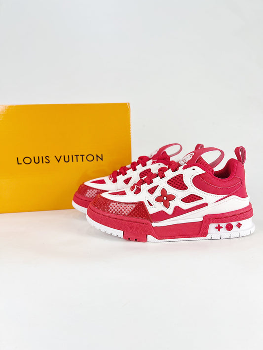 Louis Vuitton Red & White Monogram Chunky Sneakers