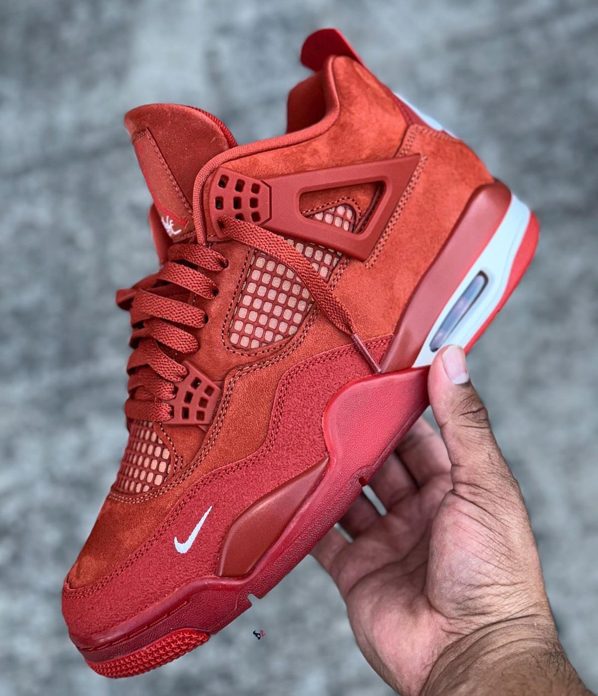 Red Suede Air Jordan 4 Style Sneakers